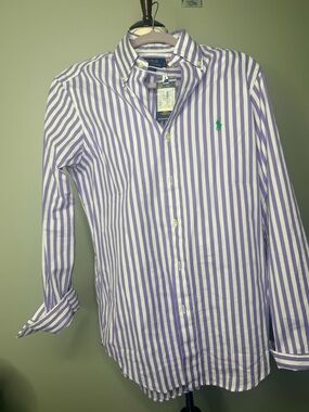 Polo by Ralph Lauren Lavender & White Vertical Stripe Button-Down Shirt